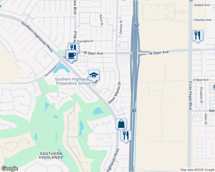 map of restaurants, bars, coffee shops, grocery stores, and more near 11539 Zagarolo Lane in Las Vegas