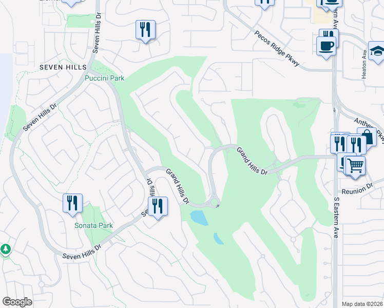 map of restaurants, bars, coffee shops, grocery stores, and more near 2845 Bronzino Court in Henderson