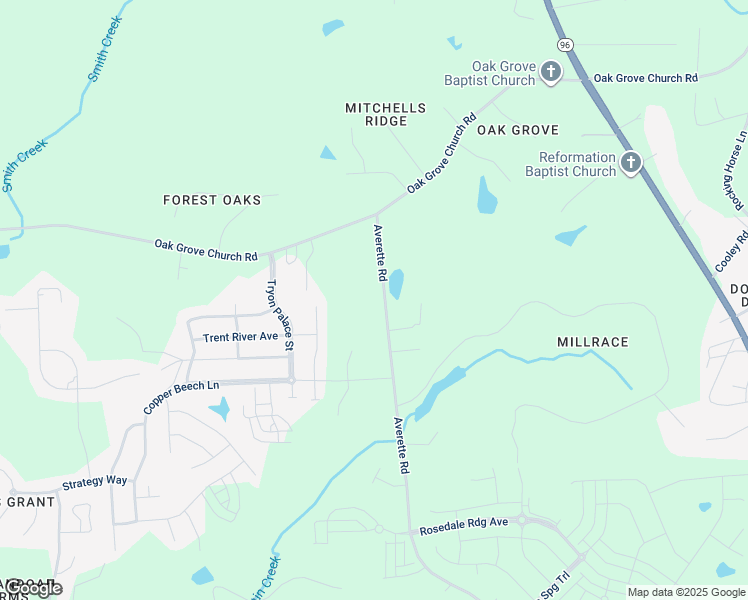 map of restaurants, bars, coffee shops, grocery stores, and more near 2313 Averette Road in Wake Forest