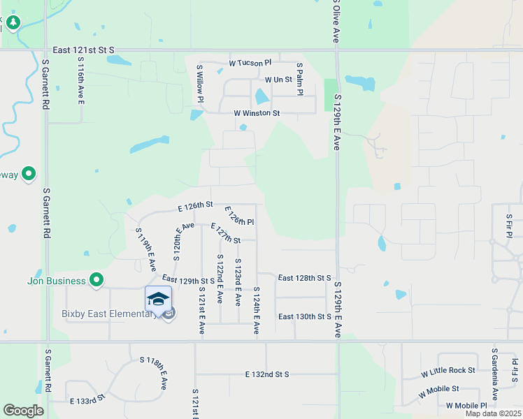 map of restaurants, bars, coffee shops, grocery stores, and more near 12605 South 124th East Avenue in Broken Arrow