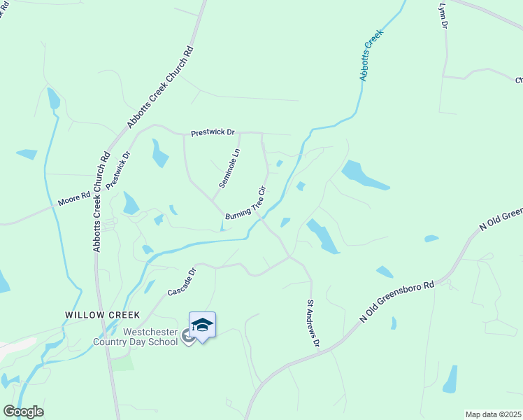 map of restaurants, bars, coffee shops, grocery stores, and more near 572 Burning Tree Circle in High Point
