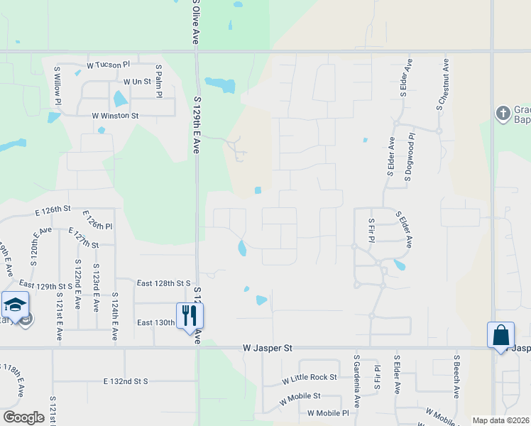 map of restaurants, bars, coffee shops, grocery stores, and more near 3217 West Charlotte Street in Broken Arrow