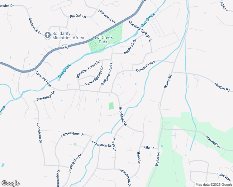 map of restaurants, bars, coffee shops, grocery stores, and more near 2301 Brookfield Drive in Brentwood