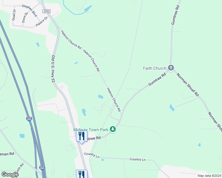 map of restaurants, bars, coffee shops, grocery stores, and more near 781 Hebron Church Road in Winston-Salem