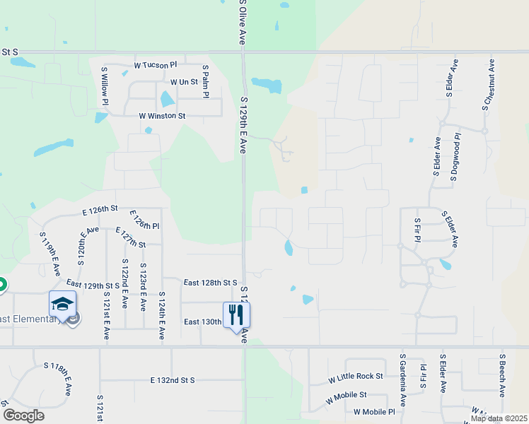 map of restaurants, bars, coffee shops, grocery stores, and more near 7209 South Nyssa Avenue in Broken Arrow