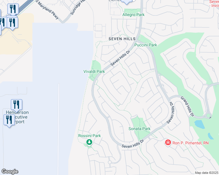 map of restaurants, bars, coffee shops, grocery stores, and more near 1312 Rolling Sunset Street in Henderson