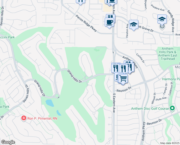 map of restaurants, bars, coffee shops, grocery stores, and more near 1266 Imperia Drive in Henderson