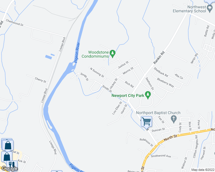 map of restaurants, bars, coffee shops, grocery stores, and more near 414 Smith Street in Newport