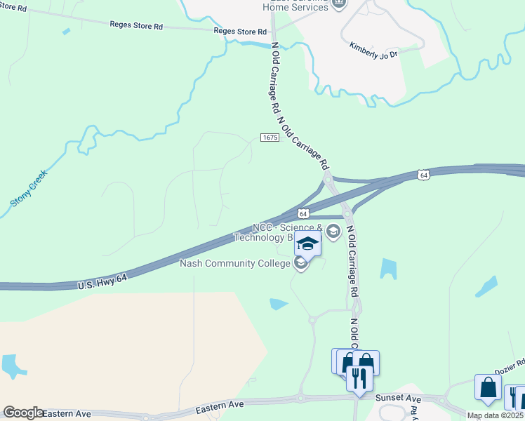 map of restaurants, bars, coffee shops, grocery stores, and more near U.S. Highway 64 in WESLEYAN COL