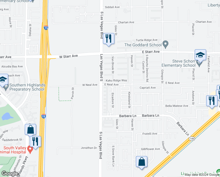 map of restaurants, bars, coffee shops, grocery stores, and more near 31 Beach Haven Avenue in Las Vegas