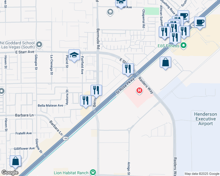 map of restaurants, bars, coffee shops, grocery stores, and more near 3754 Canis Minor Ln in Henderson