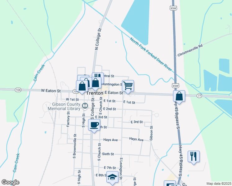 map of restaurants, bars, coffee shops, grocery stores, and more near 314 East Eaton Street in Trenton