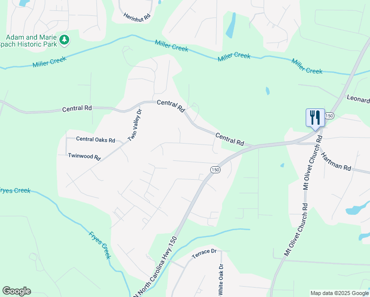 map of restaurants, bars, coffee shops, grocery stores, and more near 233 Twin Creeks Road in Clemmons