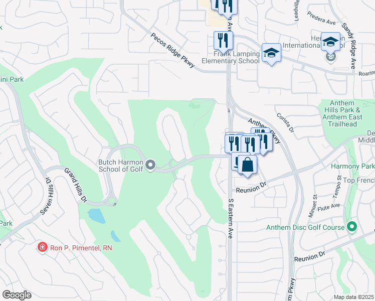 map of restaurants, bars, coffee shops, grocery stores, and more near 1269 Imperia Drive in Henderson