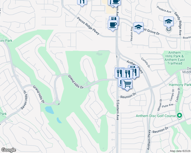 map of restaurants, bars, coffee shops, grocery stores, and more near 1269 Imperia Drive in Henderson