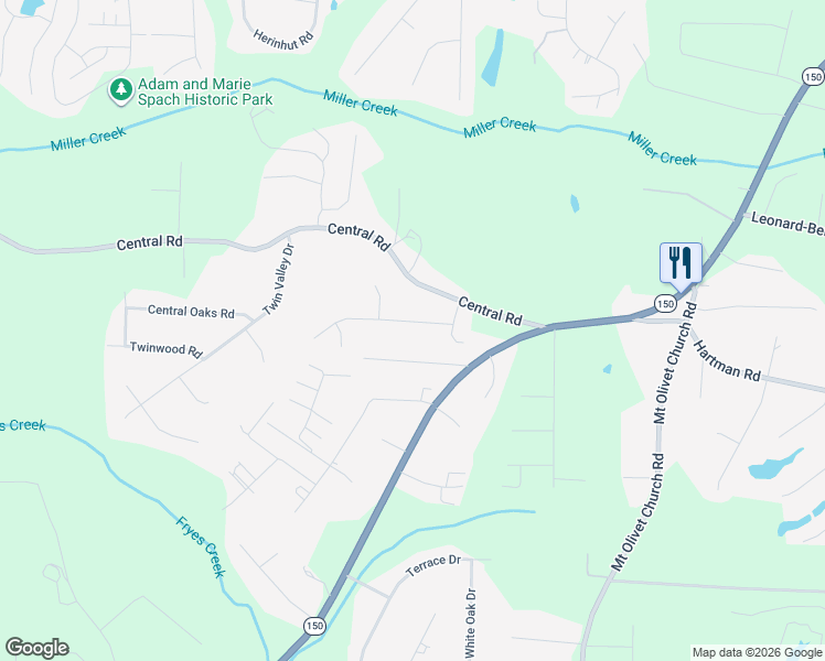 map of restaurants, bars, coffee shops, grocery stores, and more near 137 Twin Creeks Road in Clemmons