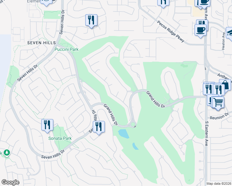 map of restaurants, bars, coffee shops, grocery stores, and more near 2846 Bronzino Court in Henderson