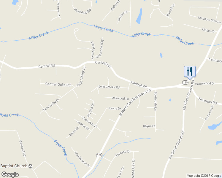 map of restaurants, bars, coffee shops, grocery stores, and more near 233 Twin Creeks Road in Clemmons