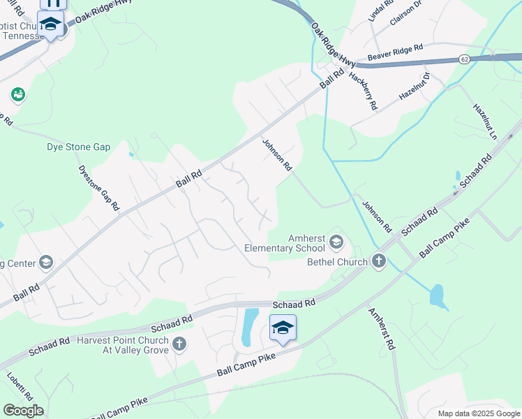 map of restaurants, bars, coffee shops, grocery stores, and more near 3322 Branch Hill Lane in Knoxville