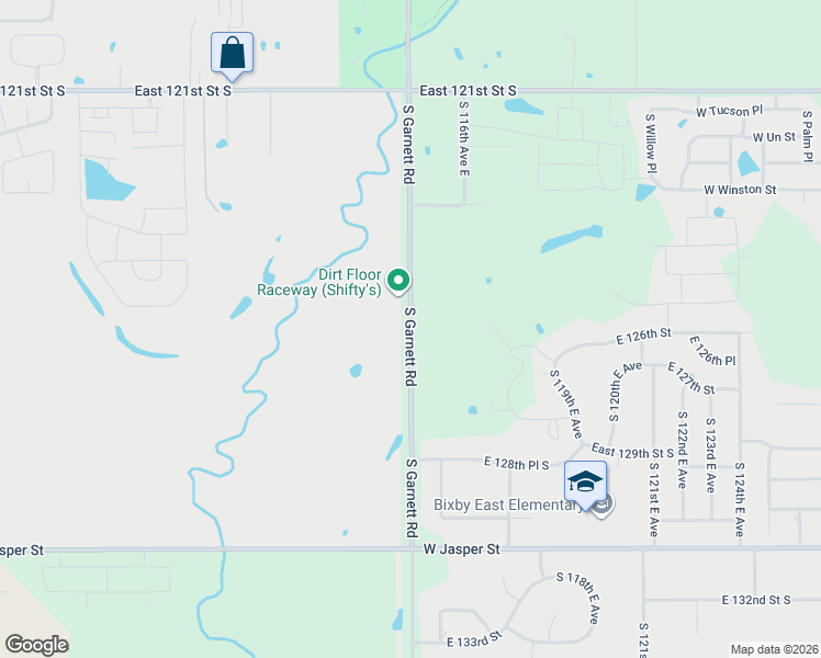 map of restaurants, bars, coffee shops, grocery stores, and more near 12602 South Garnett Road in Broken Arrow