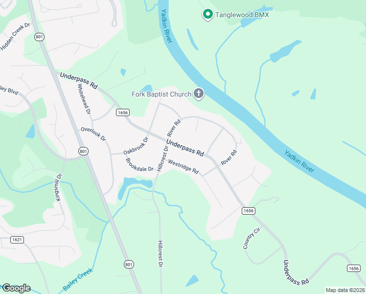 map of restaurants, bars, coffee shops, grocery stores, and more near 1629 Underpass Road in Advance