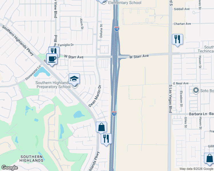 map of restaurants, bars, coffee shops, grocery stores, and more near 3050 Certaldo Court in Las Vegas