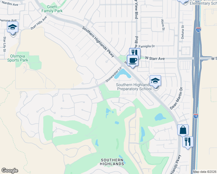 map of restaurants, bars, coffee shops, grocery stores, and more near 11501 Goett Golf Drive in Las Vegas