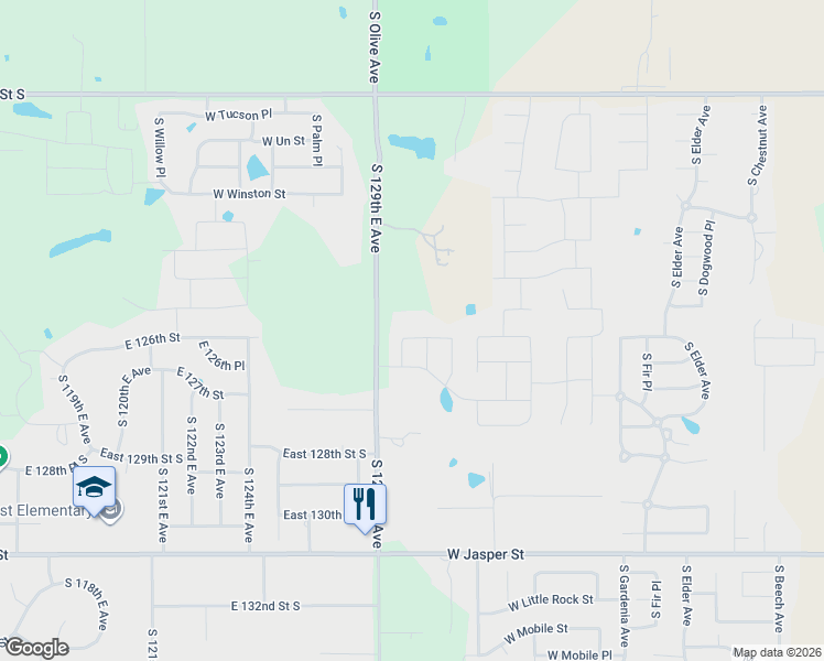 map of restaurants, bars, coffee shops, grocery stores, and more near 7209 South Nyssa Avenue in Broken Arrow
