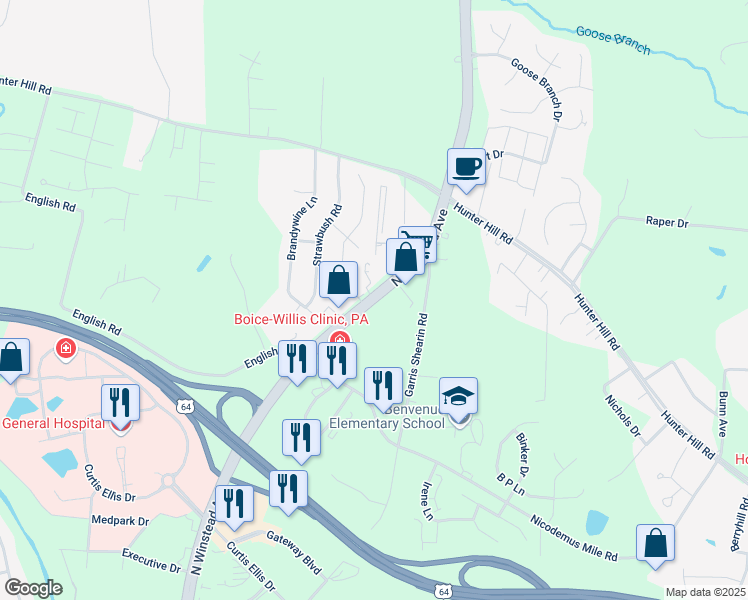 map of restaurants, bars, coffee shops, grocery stores, and more near 991 North Winstead Avenue in Rocky Mount