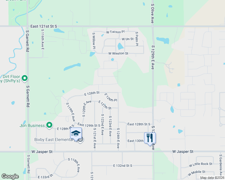 map of restaurants, bars, coffee shops, grocery stores, and more near 12323 E 126th Street South in Broken Arrow