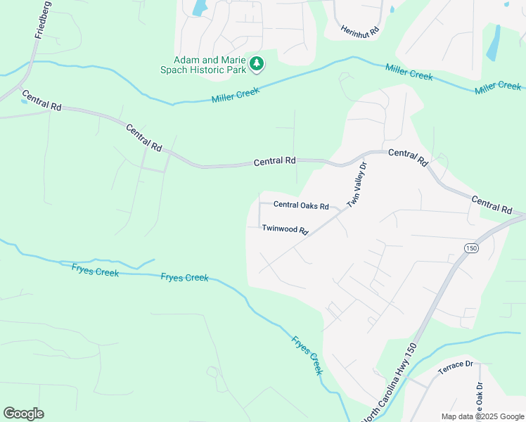 map of restaurants, bars, coffee shops, grocery stores, and more near 385 Central Oaks Road in Clemmons