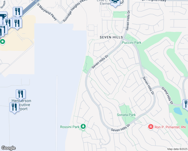 map of restaurants, bars, coffee shops, grocery stores, and more near 1291 Rolling Sunset Street in Henderson