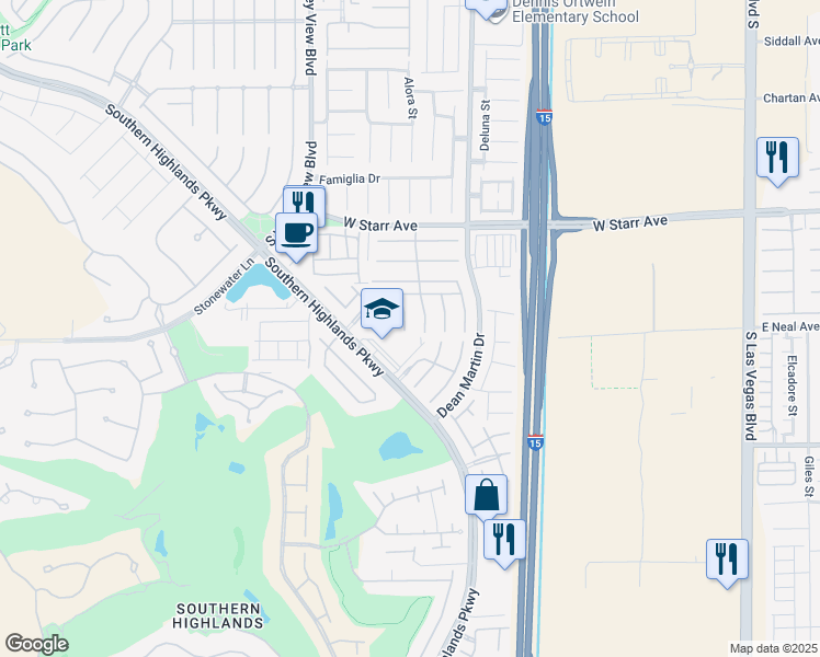 map of restaurants, bars, coffee shops, grocery stores, and more near 11484 Roncat Court in Las Vegas