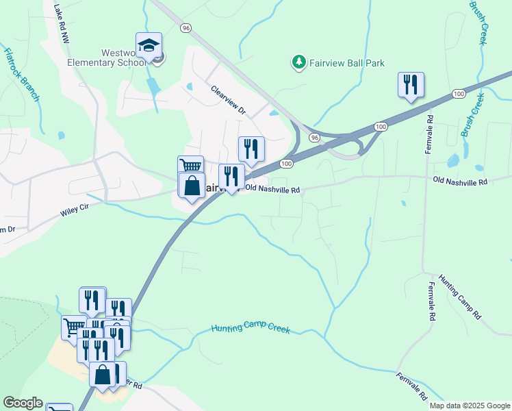map of restaurants, bars, coffee shops, grocery stores, and more near 7223 Blue Ridge Drive in Fairview