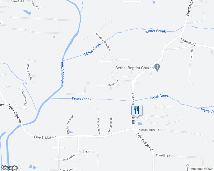 map of restaurants, bars, coffee shops, grocery stores, and more near Penry Lane in Clemmons