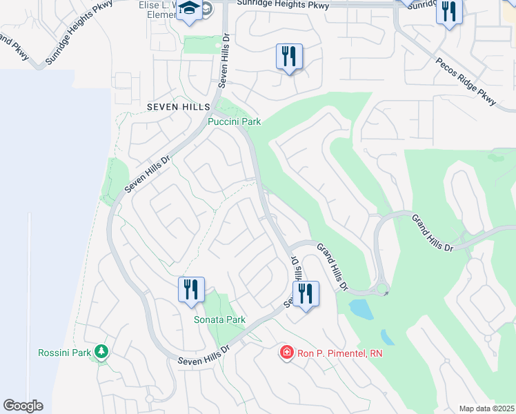 map of restaurants, bars, coffee shops, grocery stores, and more near 1265 Autumn Wind Way in Henderson
