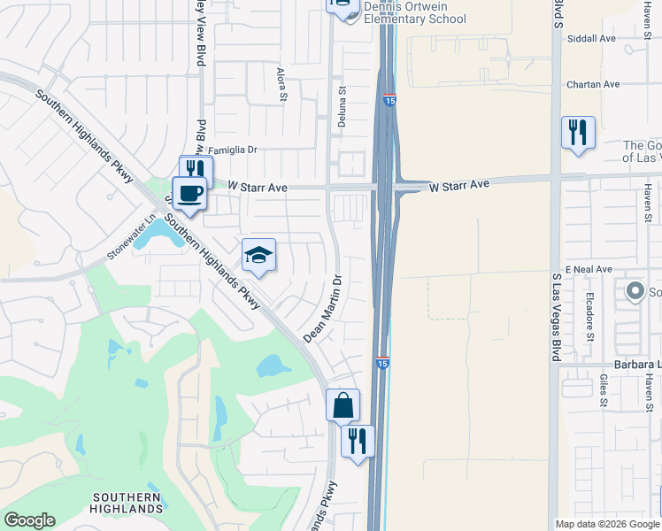 map of restaurants, bars, coffee shops, grocery stores, and more near 11432 Storici Street in Las Vegas