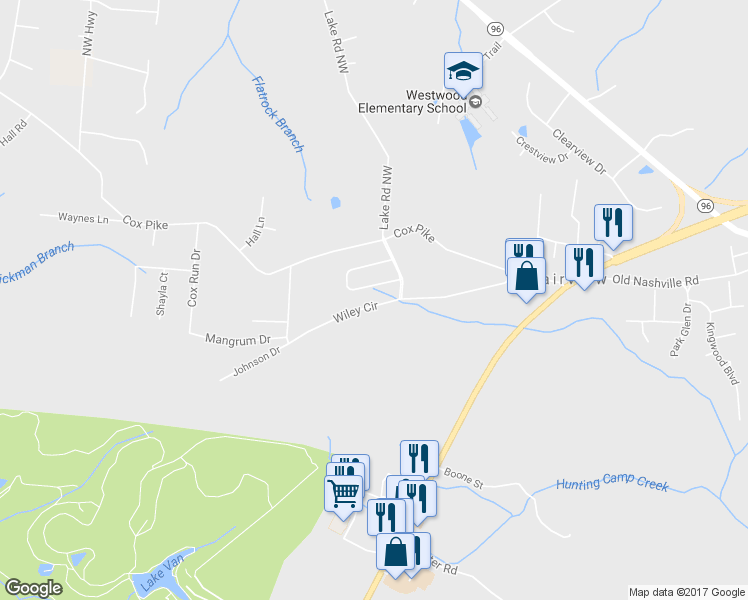map of restaurants, bars, coffee shops, grocery stores, and more near 7208 Wiley Circle in Fairview