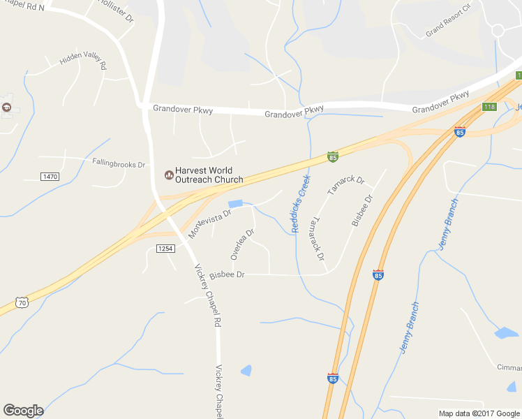 map of restaurants, bars, coffee shops, grocery stores, and more near 5201 Overlea Drive in Greensboro