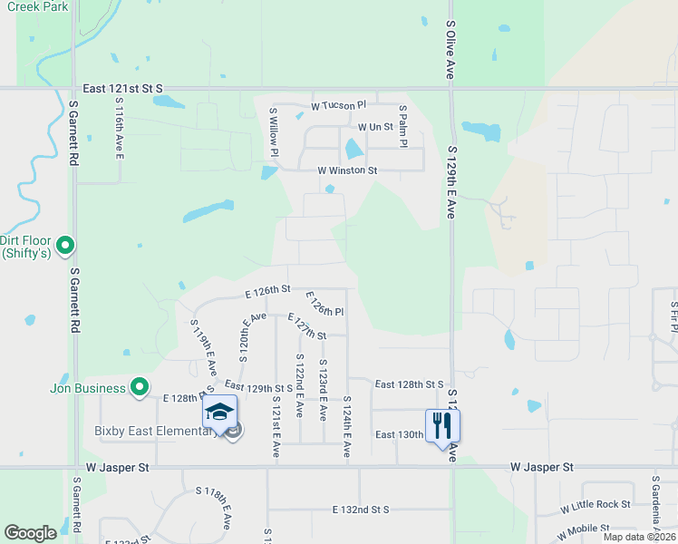 map of restaurants, bars, coffee shops, grocery stores, and more near 12323 East 126th Street South in Broken Arrow