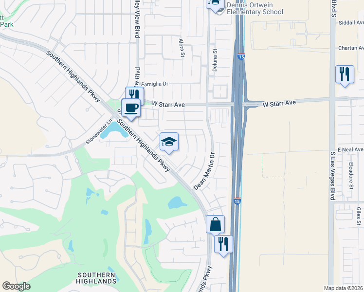 map of restaurants, bars, coffee shops, grocery stores, and more near 11441 Roncat Court in Las Vegas