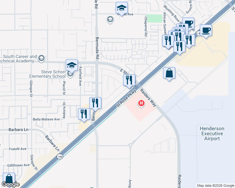 map of restaurants, bars, coffee shops, grocery stores, and more near 3724 Canis Minor Ln in Henderson