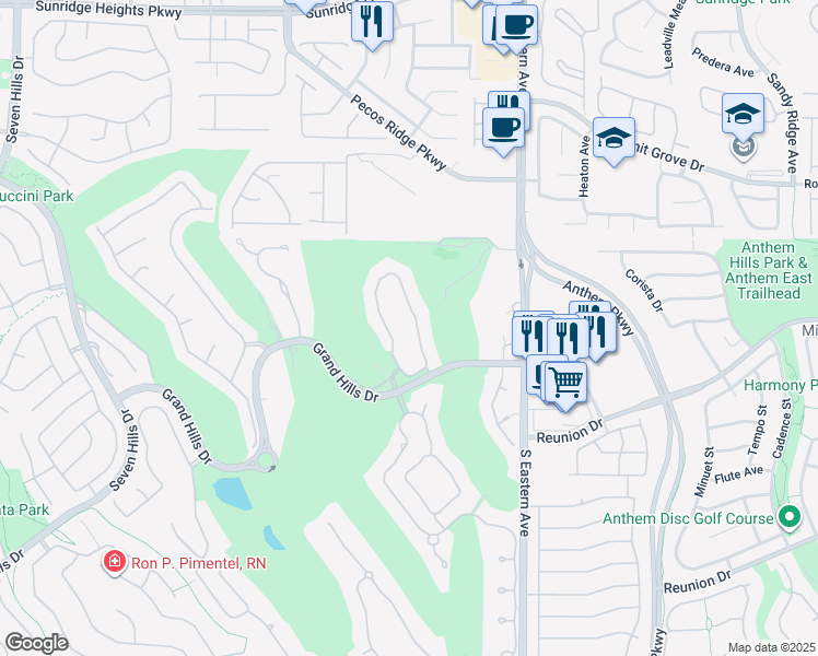 map of restaurants, bars, coffee shops, grocery stores, and more near 1278 Imperia Drive in Henderson