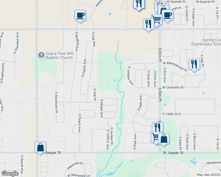 map of restaurants, bars, coffee shops, grocery stores, and more near 1208 West Decatur Place in Broken Arrow