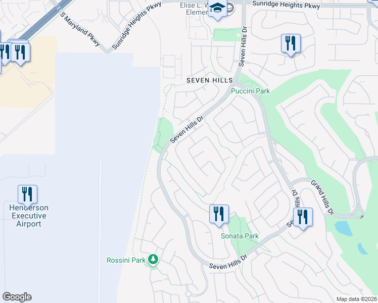 map of restaurants, bars, coffee shops, grocery stores, and more near 1101 Echo Creek Street in Henderson