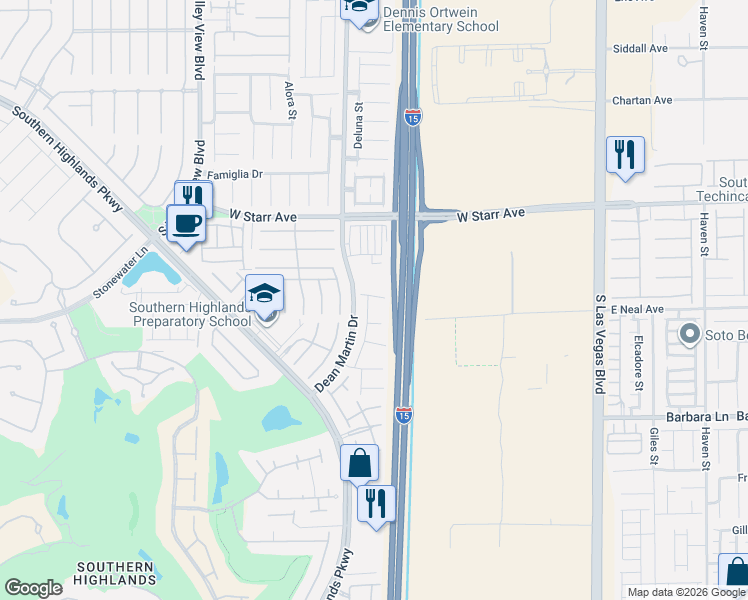 map of restaurants, bars, coffee shops, grocery stores, and more near Las Vegas Fwy in Las Vegas