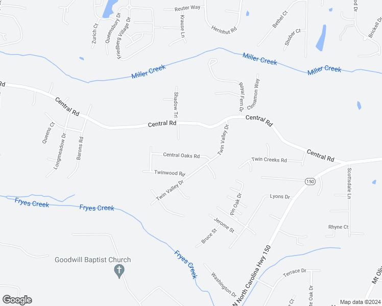 map of restaurants, bars, coffee shops, grocery stores, and more near 206 Central Oaks Road in Clemmons