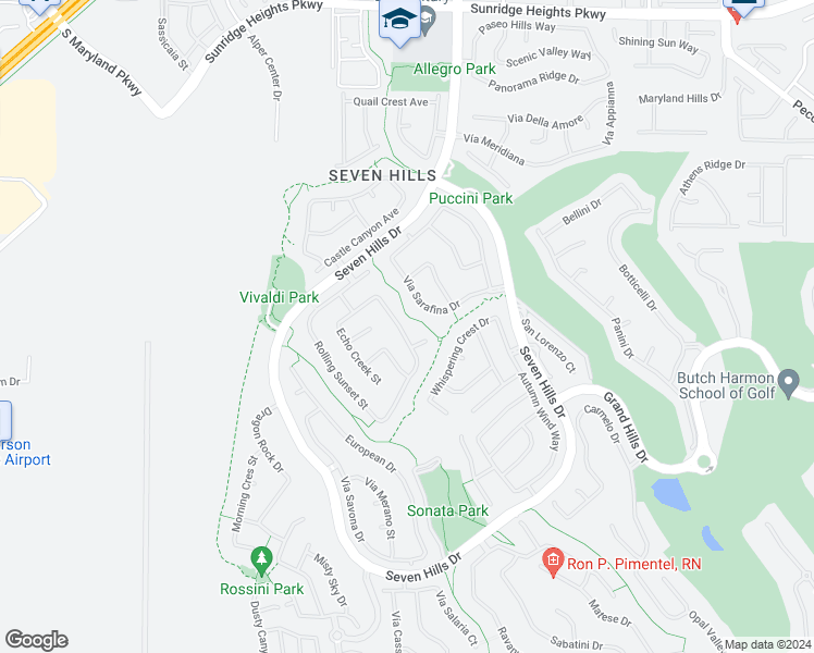 map of restaurants, bars, coffee shops, grocery stores, and more near 1332 Dream Valley Street in Henderson
