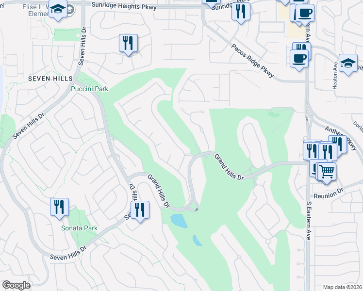 map of restaurants, bars, coffee shops, grocery stores, and more near 2809 Botticelli Drive in Henderson