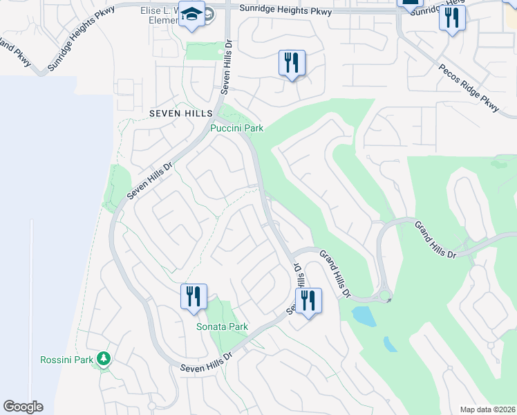 map of restaurants, bars, coffee shops, grocery stores, and more near 1254 Autumn Wind Way in Henderson